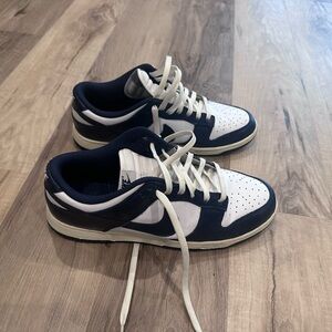 White & Navy Nike Dunk Low Size 10.5  (with box)